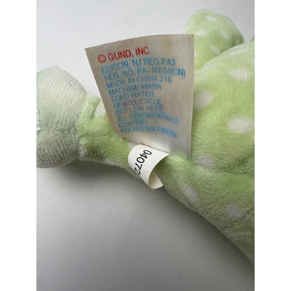 Baby GUND Dottie Dots‎ Frog Plush Toy Green White Polka Dot Rattle 58235